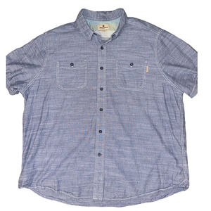 Woolrich 100% Cotton Mens Chambray Denim Short Sleeve Button Shirt‎ - XXL